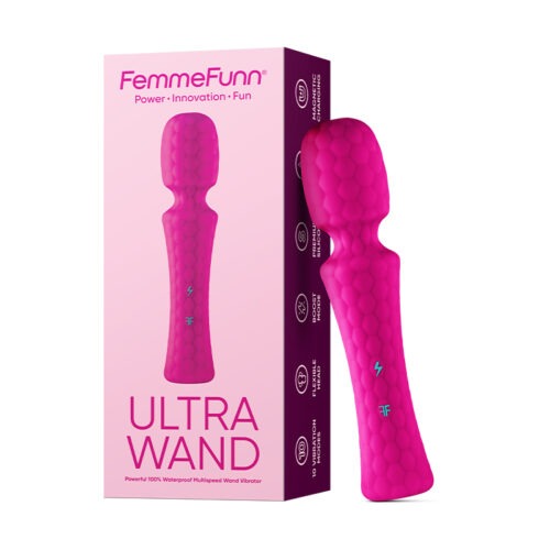 Vvole FemmeFunn Ultra Wand Rechargeable Flexible Textured Silicone Vibrator Pink (Part No. FF-1024-01)