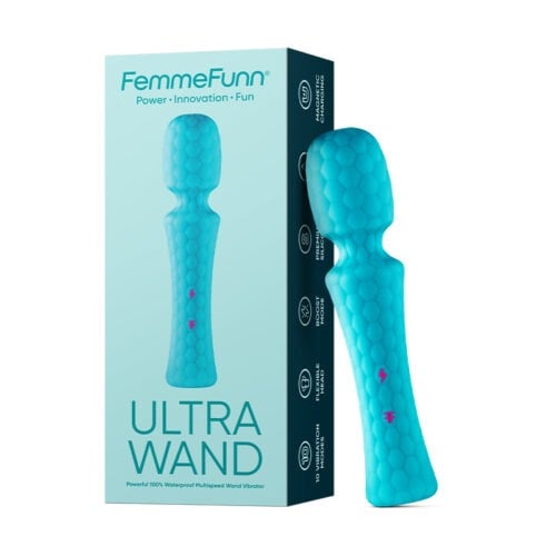 Vvole FemmeFunn Ultra Wand Rechargeable Flexible Textured Silicone Vibrator - Turquoise