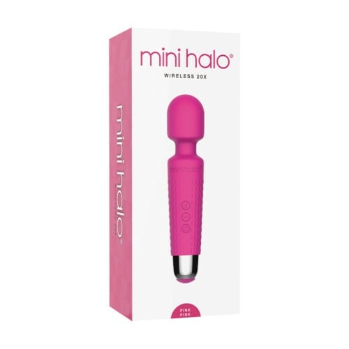 Thank Me Now Mini Halo Wireless Wand 20X Silicone Pink * Compact Vibrator with 20 Vibration Patterns