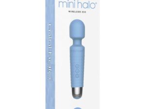 Thank Me Now Mini Halo Wireless Wand 20X Silicone Powder Blue – Compact Vibrator with 20 Vibration Patterns
