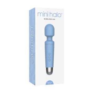 Thank Me Now Mini Halo Wireless Wand 20X Silicone Powder Blue – Compact Vibrator with 20 Vibration Patterns