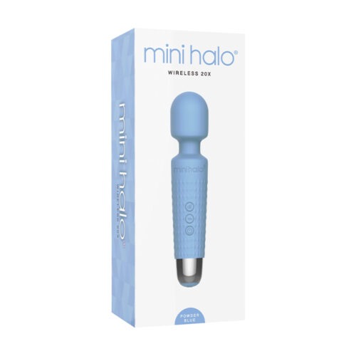 Thank Me Now Mini Halo Wireless Wand 20X Silicone Powder Blue - Compact Vibrator with 20 Vibration Patterns