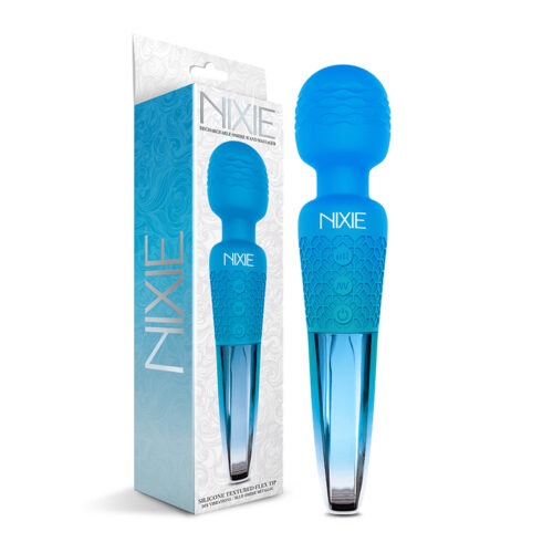 Global Novelties LLC Nixie Rechargeable Wand Massager Blue Ombre - Metallic