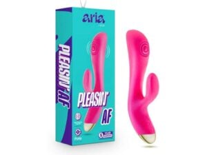 Blush Aria Pleasin’ AF Fuchsia Rechargeable Silicone Vibrator with Dual Pulsing Shaft and Clitoral Stimulator