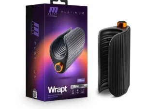 Blush M Elite Platinum Wrapt Black – Versatile Rechargeable Silicone Stroker with Vibrations and Ribbed Interior