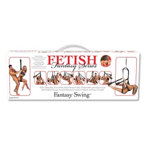 Pipedream Fetish Fantasy Series Fantasy Swing Black - Adjustable Indoor Swing with Ceiling or Doorframe Mount
