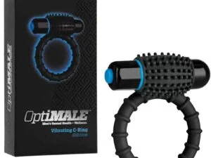 Doc Johnson OptiMALE Vibrating C-Ring Black * Stimulating Silicone Cockring with Removable Bullet