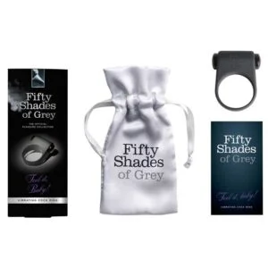 LoveHoney Fifty Shades of Grey Feel It, Baby! Silicone Vibrating Cock Ring – Black