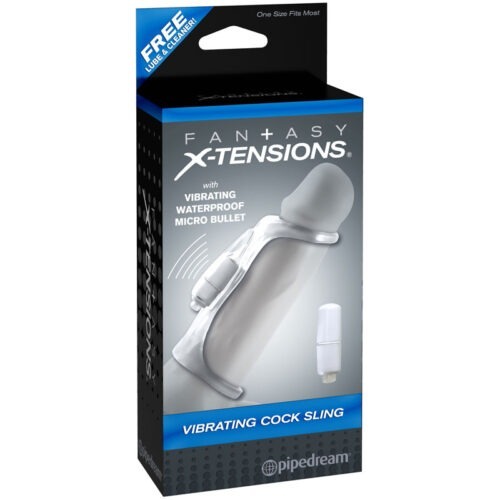 Pipedream Fantasy X-tensions Vibrating Cock Sling Clear - Prolonged Erection Enhancer with Micro Vibe