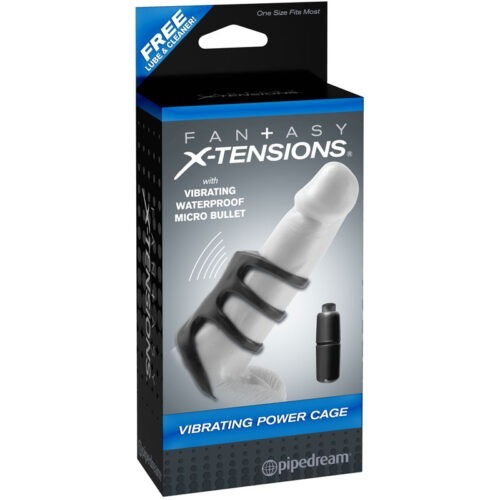 Pipedream Fantasy X-tensions Vibrating Power Cage Black Erection Enhancer with Internal Micro Vibe