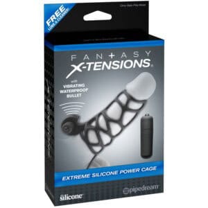 Pipedream Fantasy X-tensions Vibrating Extreme Silicone Power Cage – Black