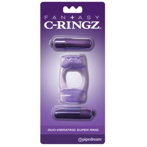 Pipedream Fantasy C-Ringz Duo-Vibrating Super Ring with Dual Bullets - Purple