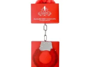 Shots America LLC Ouch! Pleasure Furry Handcuffs with Quick-Release Red – Beginner’s Metal and Faux Fur Restraints