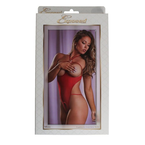 Magic Silk Mesh Cupless & Crotchless Teddy Red Queen - Part Number M212RED2XL