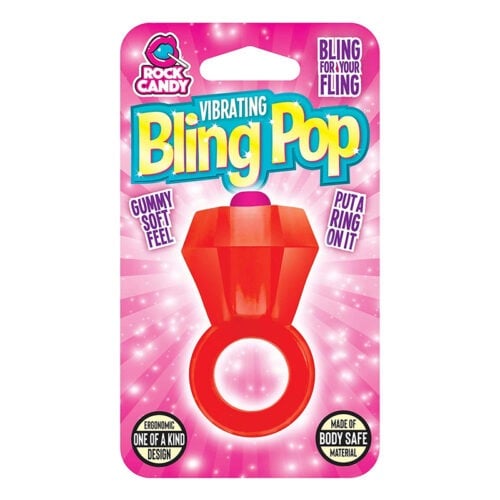 Rock Candy Bling Pop Red Cock Ring with Clitoral and Perineum Stimulation