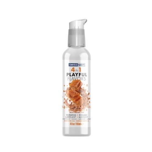 M.D. Science Lab Swiss Navy 4 in 1 Playful Flavors Salted Caramel Delight 4 oz. Personal Lubricant & Sensual Enhancer