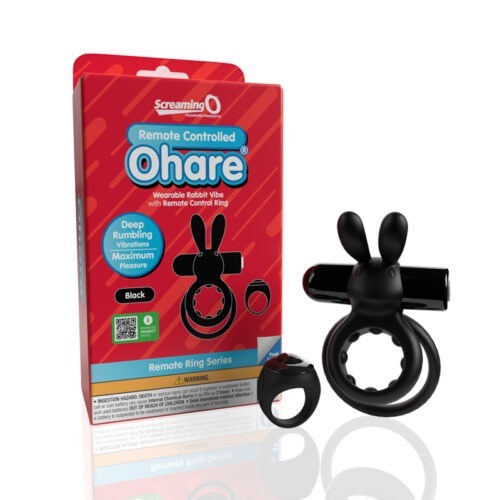 Screaming O Remote Controlled Ohare Vibrating Ring Black - Rechargeable Waterproof Bullet Vibe with Remote