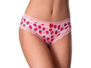 Magic Silk Sweet Treats Crotchless Boy Short with Lube * Strawberry Pattern, L/XL