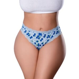 Magic Silk Sweet Treats Crotchless Thong with Lube - Blueberry Queen Size