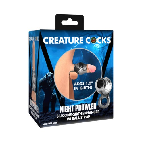 XR LLC Creature Cocks Night Prowler Silver Girth Enhancer with Ball Strap - Medium