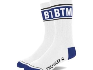 Simply Pleasure Ltd Prowler BTM Socks - Blue and White Athletic Crew Socks for Bottom Enthusiasts
