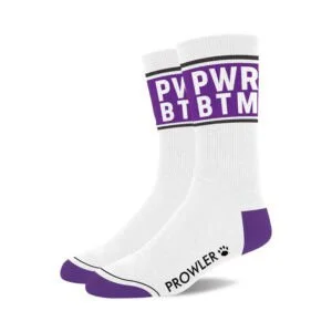 Simply Pleasure Ltd Prowler Power BTM Socks - Classic White with Purple Accents