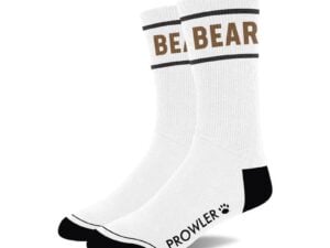 Simply Pleasure Ltd Prowler RED Bear Socks - Comfortable White Athletic & Casual Socks with Black Stripe