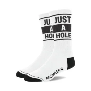 Simply Pleasure Ltd Prowler RED Just A Hole Socks - Comfortable Unisex Crew Socks with Logo and Stripes