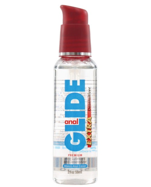 Body Action Anal Glide Extra 2 oz Pump Bottle - Desensitizing Water-Based Lubricant and Anal Desensitizer with Benzocaine 5%