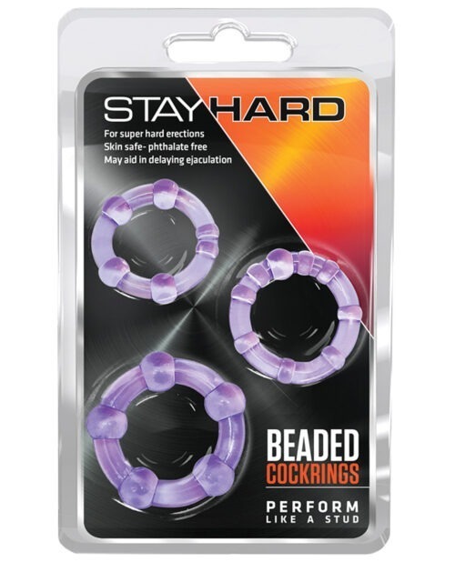 Blush Stay Hard Beaded Cock Rings Set of 3 - Adjustable Sizes for Enhanced Performance