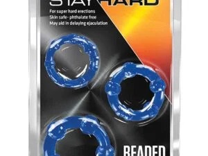 Blush Stay Hard Beaded Cock Rings 3 Pack - Blue for Enhanced Erections and Stamina