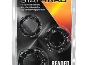 Blush Stay Hard Beaded Cock Rings 3 Pack – Comfortable, Stretchy Penis Enhancement Rings in Black