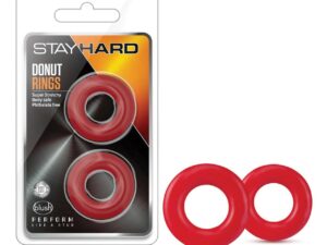 Blush Stay Hard Donut Rings - Red, Pack of 2 - Durable TPE Cock Rings for Enhanced Stamina and Harder