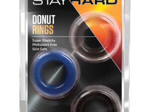 Stay Hard Donut Rings 3 Pack by Blush Novelties – Stretchy Penis Enhancement Cock Rings for Increased