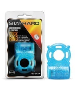Blush Stay Hard Rechargeable 5-Function Blue Cock Ring for Him