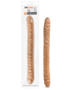 Blush Dr. Skin 18-inch Double Dildo – Mocha, Realistic & Vibrating for Couples and Partner Play