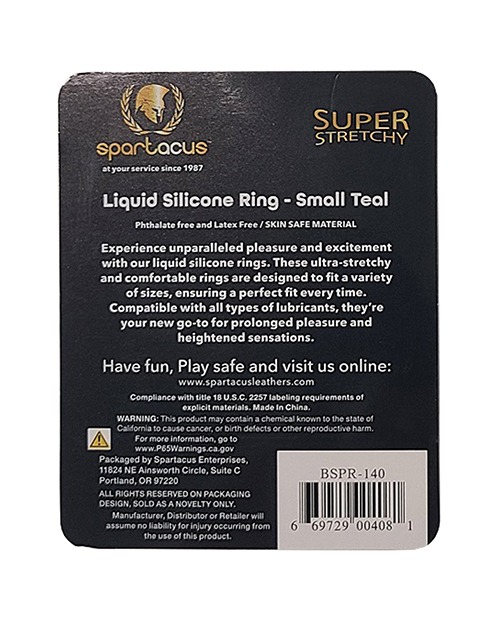Spartacus Liquid Silicone Cock Ring Small - Teal for Enhanced Pleasure and Comfort