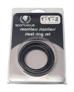 Spartacus Seamless Stainless Steel C-Ring Pack of 3 - Black Penis Enhancement Rings