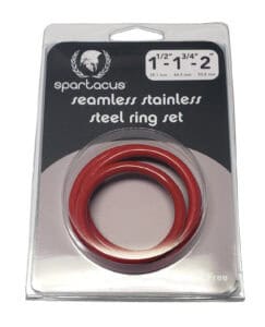 Spartacus Seamless Stainless Steel C-Ring Pack of 3 - Red, 1.50, 1.75, and 2 Inch Inner Diameter