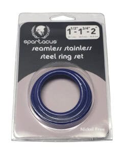 Spartacus Seamless Stainless Steel C-Ring Pack of 3 - Blue, 1.5, 1.75, and 2 Inch Inner Diameter