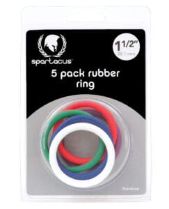 Spartacus 1.5-Inch Rubber Cock Ring Set - Rainbow Pack of 5