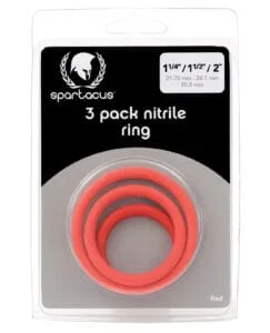 Spartacus Nitrile Cock Ring Set – Red, 3-Pack for Enhanced Pleasure and Comfort