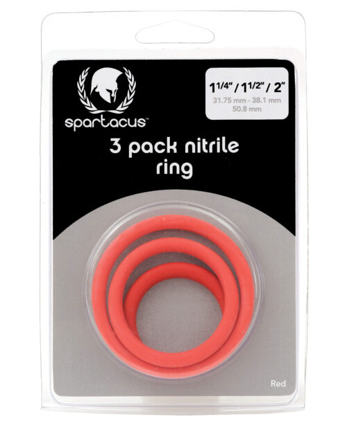 Spartacus Nitrile Cock Ring Set – Red, 3-Pack for Enhanced Pleasure and Comfort