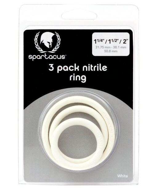 Spartacus Nitrile Cock Ring Set - White, Pack of 3 by Spartacus