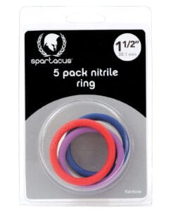 Spartacus 1.5 inch Nitrile Cock Ring Set - Multi-Color Pack of 5