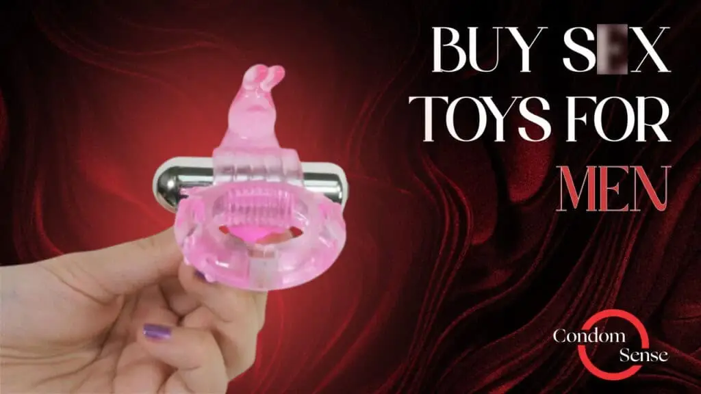 Blog banner reading Buy Sex Toys for Men, with a pink vibrating ring