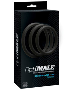 OptiMale C Ring Kit Thin - Black Silicone Penis Enhancement Rings Set