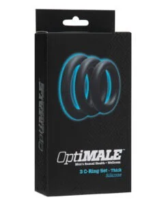 OptiMale C Ring Kit Thick - Blue Silicone Penis Enhancement Rings by Doc Johnson