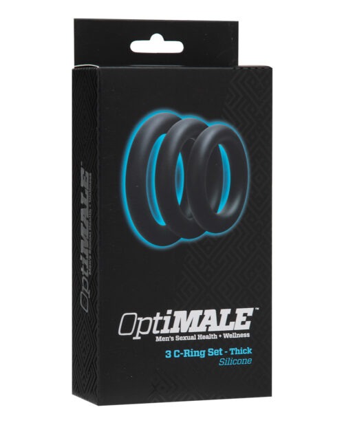 OptiMale C Ring Kit Thick - Blue Silicone Penis Enhancement Rings by Doc Johnson