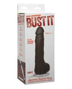 Bust It Squirting Realistic Cock with Nut Butter – 8.5 Inch Black by Doc Johnson